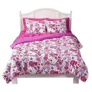  Xhilaration Pink Floral Paisley Comforter & Shams Set Full 