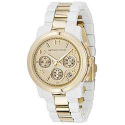Michael Kors Womens Goldtone White Acrylic Watch  