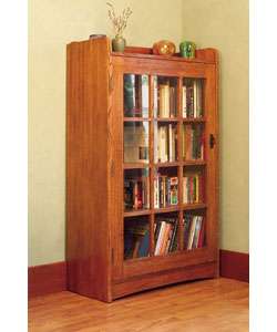 Mission Solid Oak Bookcase with Glass Door  