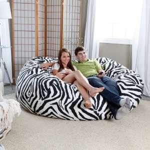  7 ft. Twill Fuf Foam Bean Bag Sofa Color   Zebra With 