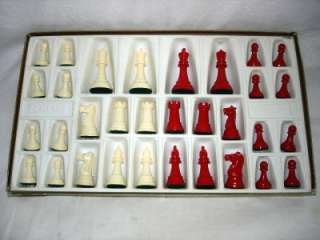 Vintage Gallant Knight Chess Set Red and White Weighted Pieces  