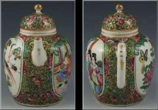 Beautiful Early Enamel Painted Chinese Rose Mandarin Teapot  