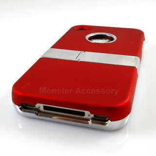 Red Kickstand Hard Case Snap On Cover For Apple iPhone 4S NEW  