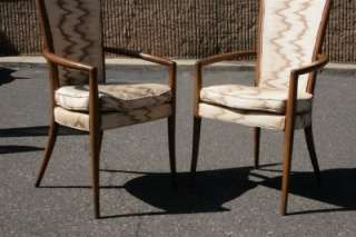 Mid Century Modern Sculpted Cane Back Dining Chairs w 2 Armchairs 