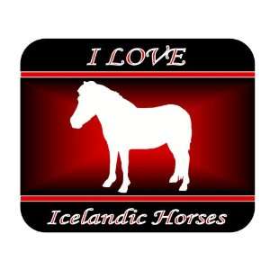  I Love Icelandic Horses Mouse Pad   Red Design 