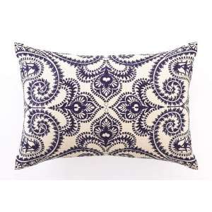  Amalfi Navy Embroidered Linen Pillow 14x20