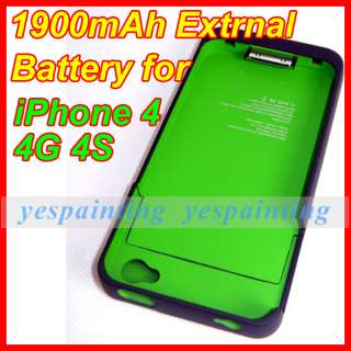 1900mAh External Backup Battery Charger Case Cover For Apple iPhone 4 