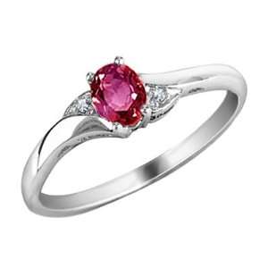 Ruby Gemstone Ring with Diamonds in 10K White Gold, Size 9