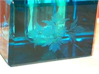   BLUE URANIUM CUT GLASS Desk Top Inkwell Ink Well BEAUTY  