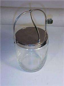 Vintage SASAKI Etched Glass Ice Bucket Hinged Lid 50s 6  