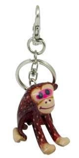 Handmade leather key chain handbag charm monkey  