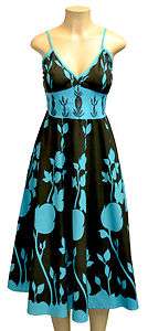   Turquoise Cotton Dress Embroidered Reg & Plus Sizes + FREE Gift  