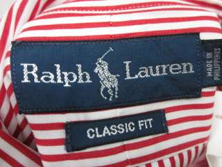 You are bidding on a RALPH LAUREN Blue Label Mens Red Striped Shirt 