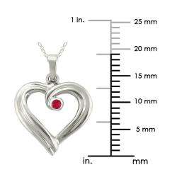 10k Gold Large Designer July Birthstone Created Ruby Ribbon Heart 