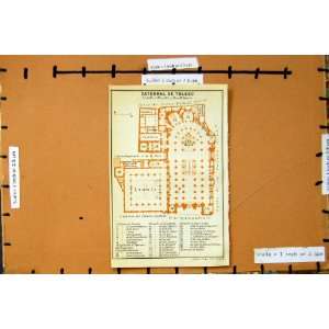    Map 1913 Plan Catedral De Toledo Spain Claustro