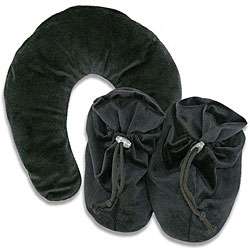 Soothera Black Therapeutic Hot/ Cold Neck Wrap and Spa Slippers 