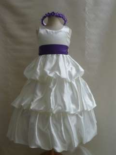 IVORY PURPLE Flower Girl Wedding Party Dress 2 4 6 8 10  