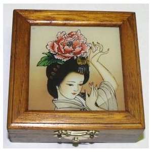 Large Flower ~ Reverse Painted Jewelry Box 