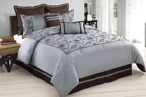 Comforter Set Chocolate / Blue 8 pcs. Any Sz. $154 F/S  