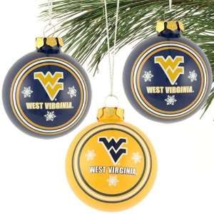  West Virginia Mountaineers 3 Pack Glass Ball Ornaments 