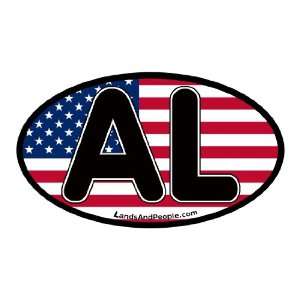  Alabama AL on US Flag Car Bumper Sticker Decal Oval 
