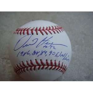  Dave Henderson Autographed Baseball   1986 88 89 90 World 