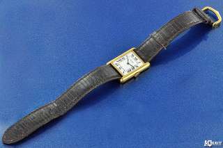 Fine Mens Cartier Vermeil Tank Wrist Watch  