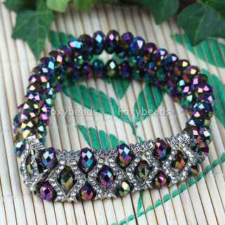 Colorful Crystal Glass Faceted Bead Bangle Bracelet 6L  