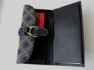   & BOURKE BLACK SIGNATURE QUILT LEATHER CHECKBOOK WALLET COIN PURSE