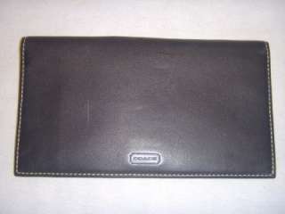 COACH BLACK SMOOTH LEATHER CHECKBOOK COVER / WALLET  