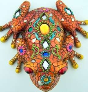   Unique Home Decorative Orange Frog Mosaic Mirror Figurine Paperweight