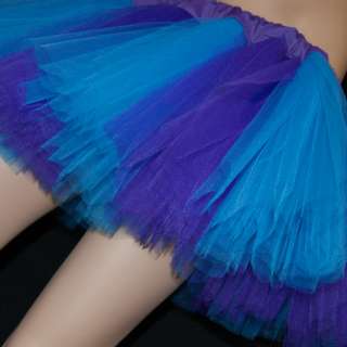 Turquoise Blue Purple Striped Fairy Tulle TuTu Skirt  
