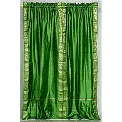 Forest Green Sheer Sari 84 inch Rod Pocket Curtain Panel Pair (India 