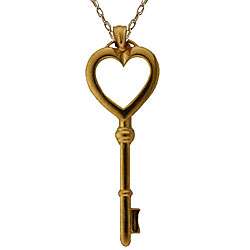 10k Yellow Gold Heart Shaped Key Pendant Necklace  