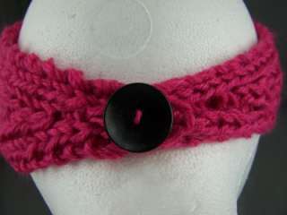 Fuchsia flower ear warmer muff knit head wrap hat headband crochet 5.5 