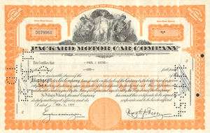 Packard Motor Car Company  old auto stock certificate  