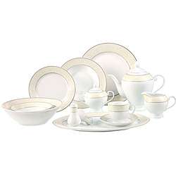   Silver and Pearl 57 piece Porcelain Dinnerware Set  
