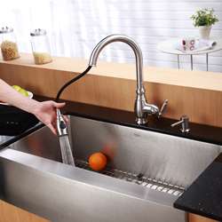   Steel Farmhouse Kitchen Sink/ Faucet/ Soap Dispenser  