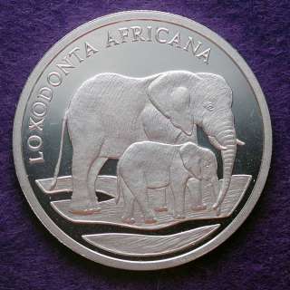   African Elephant WWF Silver 999 Polierte Platte PP. 1986  