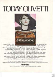 1975 OLIVETTI TYPEWRITER Vintage Print Ad Word Process  