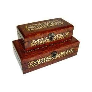 Cheungs Rattan FP 2459A 2 Wooden Storage Box   Set of Two  