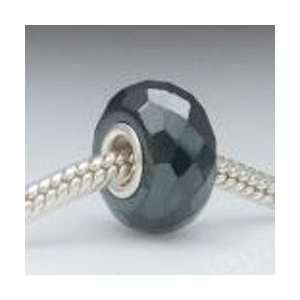  Pandora style zircon stone bead black