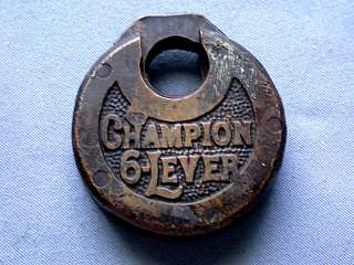 Antique Miller Champion 6 Lever Made in USA Brass Lock  