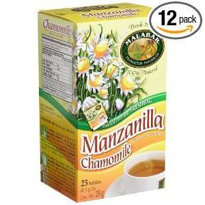Malabar Manzanilla Chamomile Tea, 25 Count Tea Bags (Pack of 12)