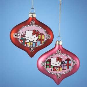  Pack of 6 Hello Kitty Red and Pink Glass Onion Christmas 