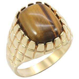 5ct Tigers Eye Mens 18K Gold Plated Ring sz 10  