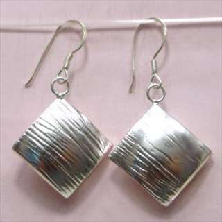 925 Sterling Solid Silver Dangle Rhombus Earrings SE116  