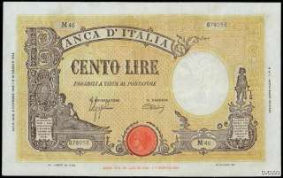ITALY SOCIAL REPUBLIC 100 LIRE 1943 VF+ VERY RARE BANKNOTE  