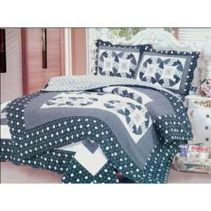  Beatific Bedding 3pc Circle Patch Cotton Bedspread Queen 