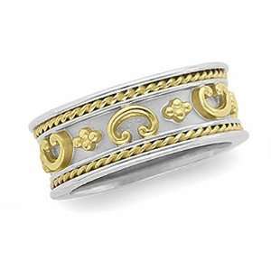   Two Tone Gold Etruscan Style Band For Men and Women   Size 10 Jewelry